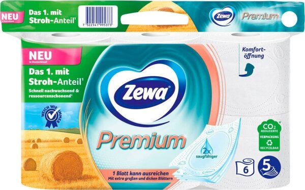 Zewa Toilettenpapier Premium 5-lagig, 6 Rollen