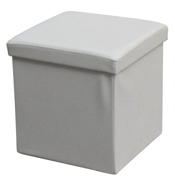 Echtwerk Wohnzimmer-Hocker mit Stauraum Store Cube EW-SW-0440 weiß Kunstleder, 1 St.