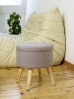 Echtwerk Wohnzimmer-Hocker mit Stauraum Max EW-SH-0485 grau, 1 St.
