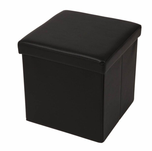 Echtwerk Wohnzimmer-Hocker mit Stauraum Store Cube EW-SW-0410 schwarz Kunstleder, 1 St.