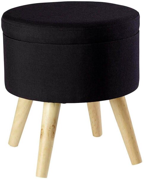 Echtwerk Wohnzimmer-Hocker mit Stauraum Max EW-SH-0455 schwarz, 1 St.