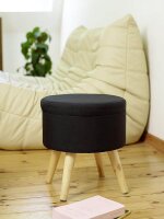 Echtwerk Wohnzimmer-Hocker mit Stauraum Max EW-SH-0455 schwarz, 1 St.