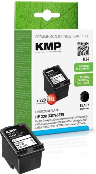 KMP H24 schwarz Druckerpatrone kompatibel zu HP 338 (C8765E)