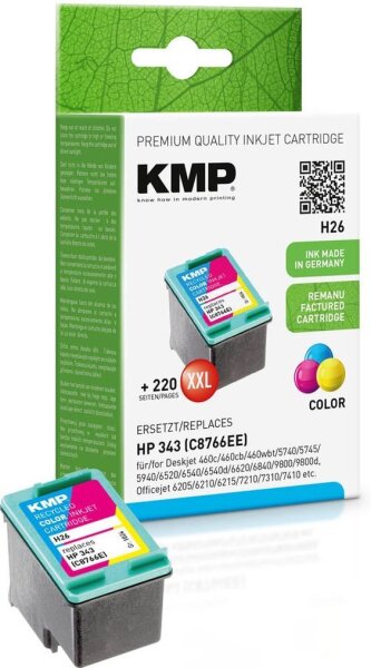 KMP H26 color Druckerpatrone kompatibel zu HP 343 (C8766E)