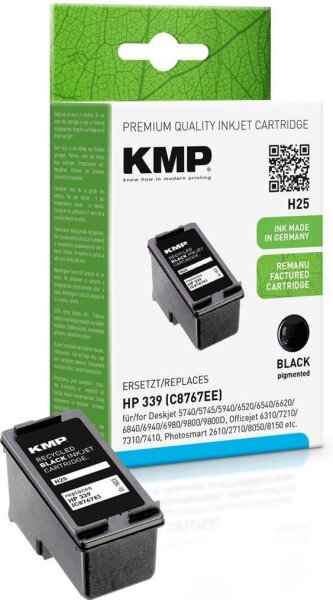 KMP H25 schwarz Druckerpatrone kompatibel zu HP 339 (C8767E)