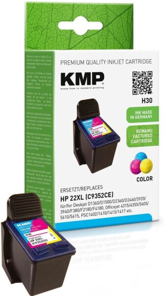 KMP H30  color Druckerpatrone kompatibel zu HP 22 (C9352A)  ( 1901,422 )