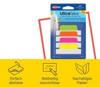 AVERY Zweckform UltraTabs Schmal Haftmarker farbsortiert 24 Blatt