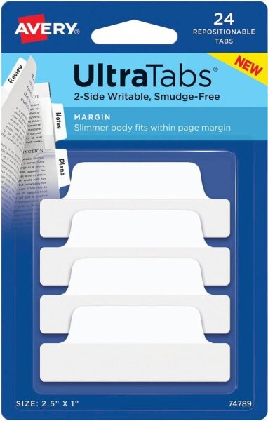 AVERY Zweckform UltraTabs Schmal Haftmarker weiß 24 Blatt