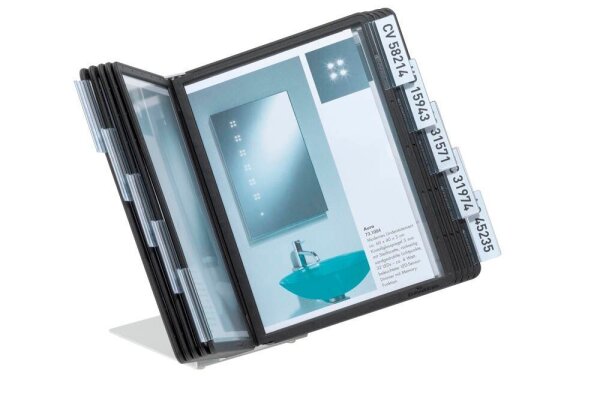 DURABLE Sichttafelsystem VARIO A5 Display System table 10 550601 DIN A5 schwarz mit 10 St. Sichttafeln, 1 St.