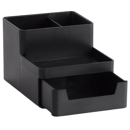 Zeller Schreibtisch-Organizer Utensilien schwarz Kunststoff 4 Fächer 15,3 x 11,2 x 9,3 cm