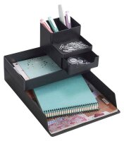 Zeller Schreibtisch-Organizer Utensilien schwarz Kunststoff 4 Fächer 15,3 x 11,2 x 9,3 cm
