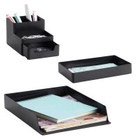 Zeller Schreibtisch-Organizer Utensilien schwarz Kunststoff 4 Fächer 15,3 x 11,2 x 9,3 cm