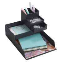 Zeller Schreibtisch-Organizer Utensilien schwarz Kunststoff 4 Fächer 15,3 x 11,2 x 9,3 cm