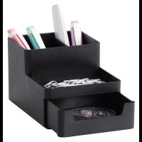 Zeller Schreibtisch-Organizer Utensilien schwarz Kunststoff 4 Fächer 15,3 x 11,2 x 9,3 cm
