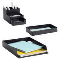 Zeller Schreibtisch-Organizer Utensilien schwarz Kunststoff 4 Fächer 15,3 x 11,2 x 9,3 cm