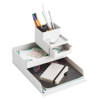 Zeller Schreibtisch-Organizer Utensilien grau Kunststoff 4 Fächer 15,3 x 11,2 x 9,3 cm