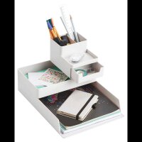 Zeller Schreibtisch-Organizer Utensilien grau Kunststoff 4 Fächer 15,3 x 11,2 x 9,3 cm