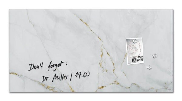 SIGEL Glas-Magnettafel artverum® 91,0 x 46,0 cm Design Marble & Gold