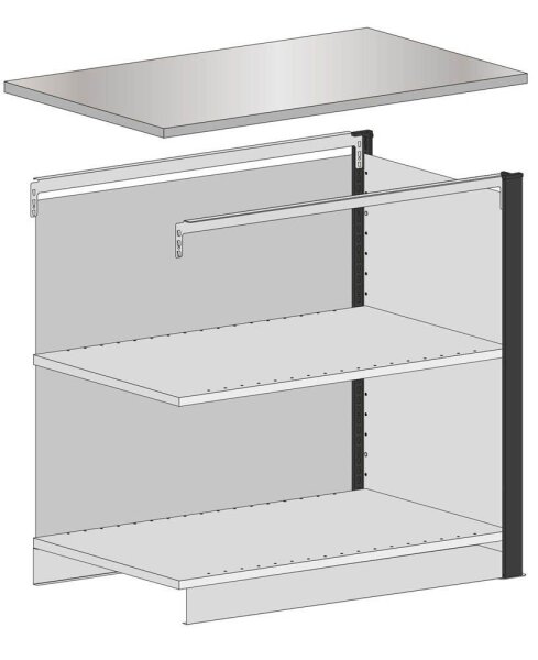 SCHULTE Thekenmodul MULTIplus Mittelmodul gerade, mit Arbeitsplatte, lichtgrau, schwarz 100,6 x 78,0 x 103,5 cm