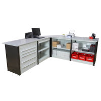 SCHULTE Thekenmodul MULTIplus Mittelmodul gerade, mit Arbeitsplatte, lichtgrau, schwarz 100,6 x 78,0 x 103,5 cm
