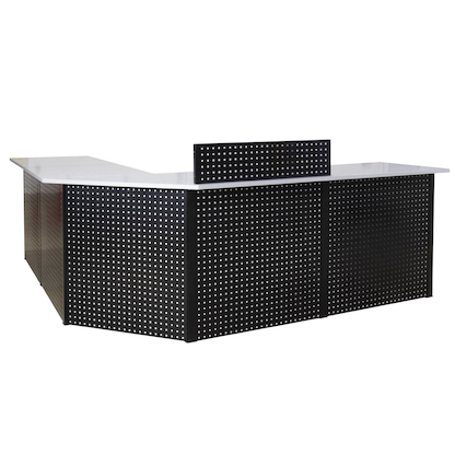SCHULTE Thekenmodul-Set MULTIplus L-Form, mit Arbeitsplatte, lichtgrau, schwarz 384,8 x 78,0 x 103,5 cm