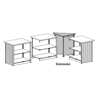 SCHULTE Thekenmodul-Set MULTIplus L-Form, mit Arbeitsplatte, lichtgrau, schwarz 384,8 x 78,0 x 103,5 cm