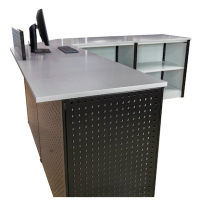 SCHULTE Thekenmodul-Set MULTIplus L-Form, mit Arbeitsplatte, lichtgrau, schwarz 384,8 x 78,0 x 103,5 cm
