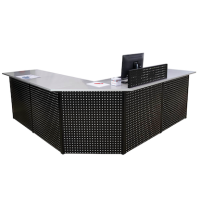 SCHULTE Thekenmodul-Set MULTIplus L-Form, mit Arbeitsplatte, lichtgrau, schwarz 384,8 x 78,0 x 103,5 cm