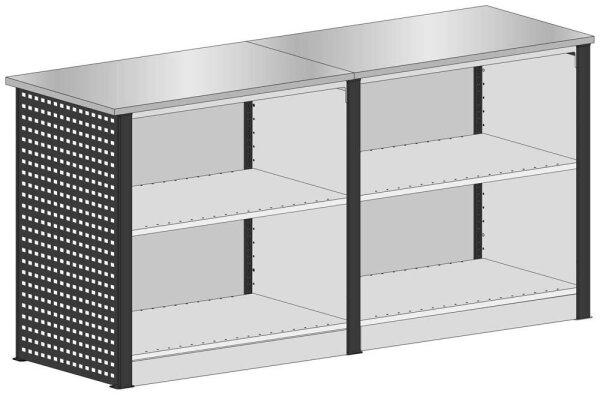 SCHULTE Thekenmodul-Set MULTIplus gerade, mit Arbeitsplatte, schwarz, lichtgrau 161,2 x 78,0 x 103,5 cm