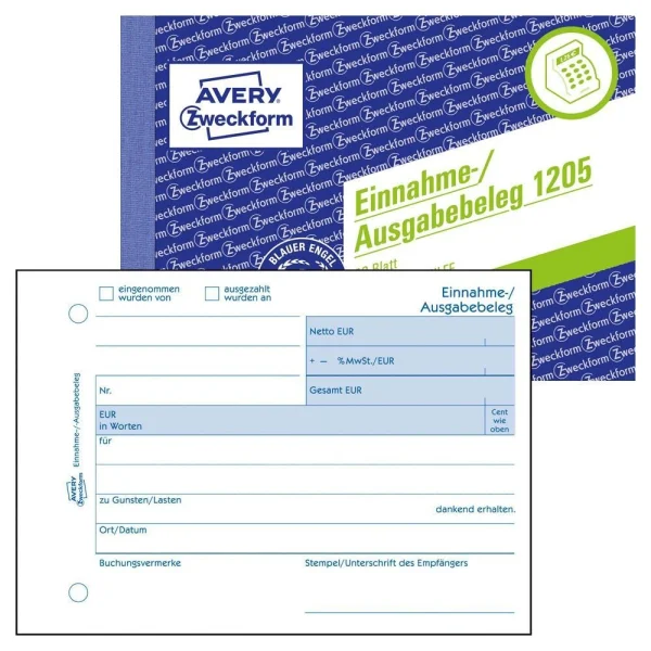 AVERY Zweckform Einnahme-/Ausgabebeleg Formularbuch 1205,...