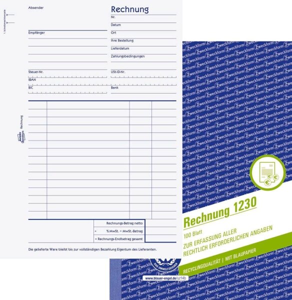 AVERY Zweckform Rechnung Formularbuch 1230, 1 St.