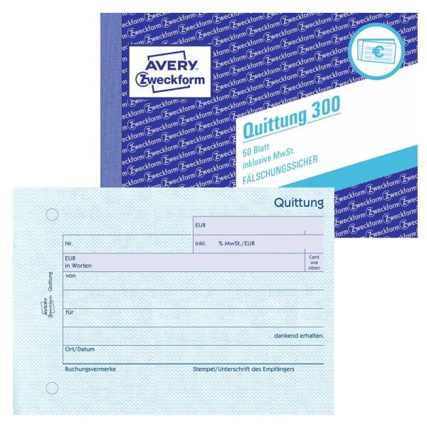 AVERY Zweckform Quittung, inkl. MwSt. Formularbuch 300, 1 St.