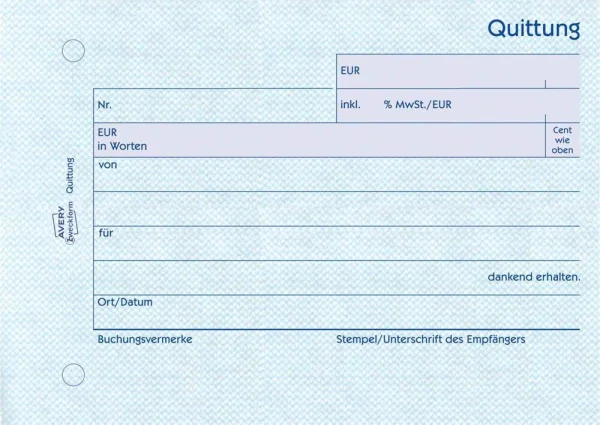 AVERY Zweckform Quittung, inkl. MwSt. Formularbuch 300, 1...