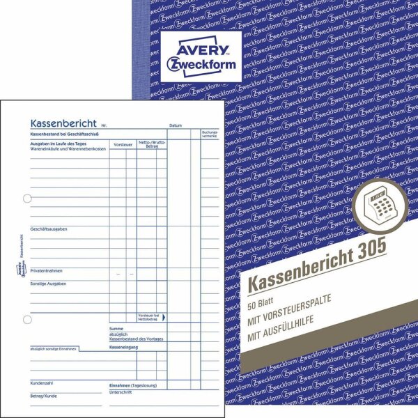 AVERY Zweckform Kassenbericht Formularbuch 305, 1 St.