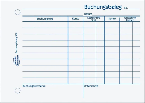 AVERY Zweckform Buchungsbeleg Formularbuch 309, 1 St.