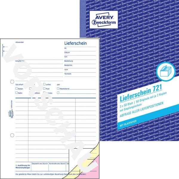 AVERY Zweckform Lieferschein mit Empfangsschein Formularbuch 721, 1 St.