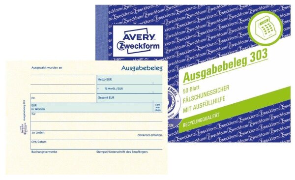 AVERY Zweckform Ausgabebeleg Formularbuch 303, 1 St.