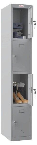 phoenix Spind Locker grau PL1430GGK, 4 Schließfächer 30,0 x 50,0 x 183,0 cm