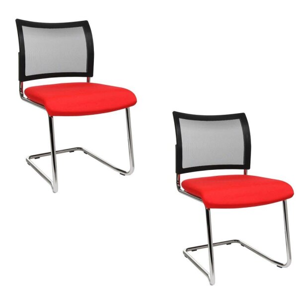Topstar Besucherstühle Visit 20 Net NV490 G210 rot, schwarz Stoff, 2 St.