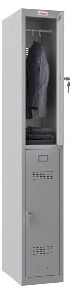 phoenix Spind Locker grau PL1230GGK, 2 Schließfächer 30,0 x 50,0 x 183,0 cm