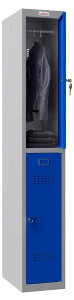 phoenix Spind Locker blau, grau PL1230GBK, 2 Schließfächer 30,0 x 50,0 x 183,0 cm