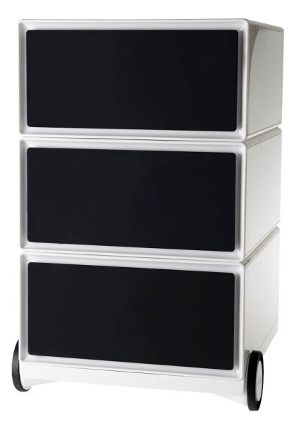 PAPERFLOW easyBox Rollcontainer weiß, schwarz 3 Auszüge 39,0 x 43,6 x 64,2 cm