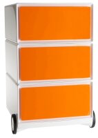 PAPERFLOW easyBox Rollcontainer weiß, orange 3 Auszüge 39,0 x 43,6 x 64,2 cm