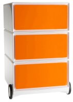 PAPERFLOW easyBox Rollcontainer weiß, orange 3 Auszüge 39,0 x 43,6 x 64,2 cm