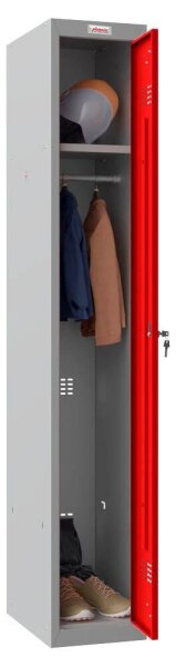 phoenix Spind Locker grau, rot PL1130GRK, 1 Schließfach 30,0 x 50,0 x 183,0 cm