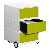 PAPERFLOW easyBox Rollcontainer weiß, grün 3 Auszüge 39,0 x 43,6 x 64,2 cm