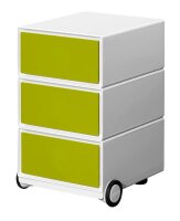 PAPERFLOW easyBox Rollcontainer weiß, grün 3 Auszüge 39,0 x 43,6 x 64,2 cm
