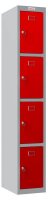 phoenix Spind Locker grau, rot PL1430GRK, 4 Schließfächer 30,0 x 50,0 x 183,0 cm