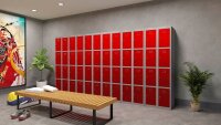phoenix Spind Locker grau, rot PL1430GRK, 4 Schließfächer 30,0 x 50,0 x 183,0 cm