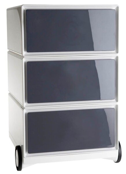 PAPERFLOW easyBox Rollcontainer weiß, grau 3 Auszüge 39,0 x 43,6 x 64,2 cm